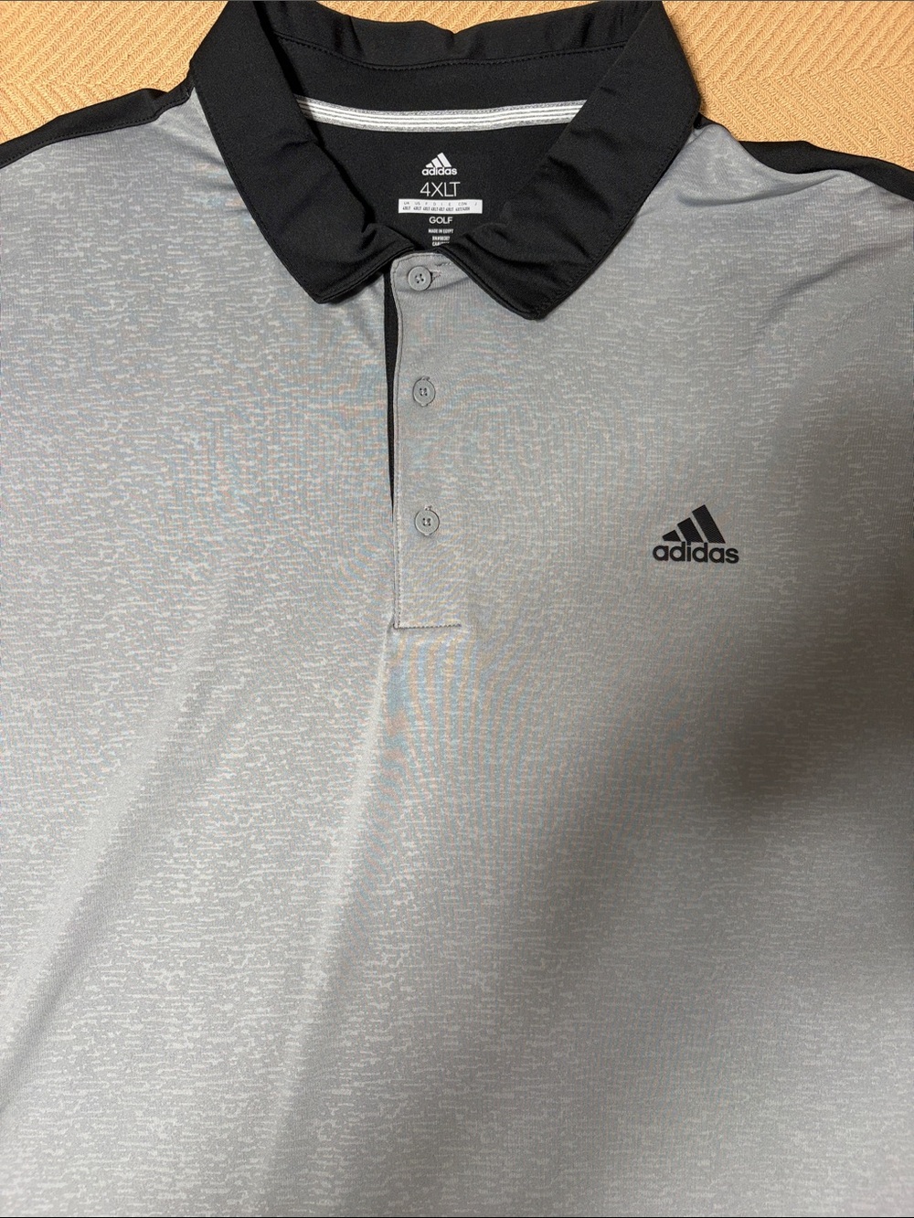 adidas Gray and Black Men's Performance Golf Polo 4XLT